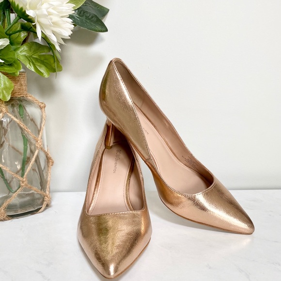 BCBGeneration metallic rose gold heels